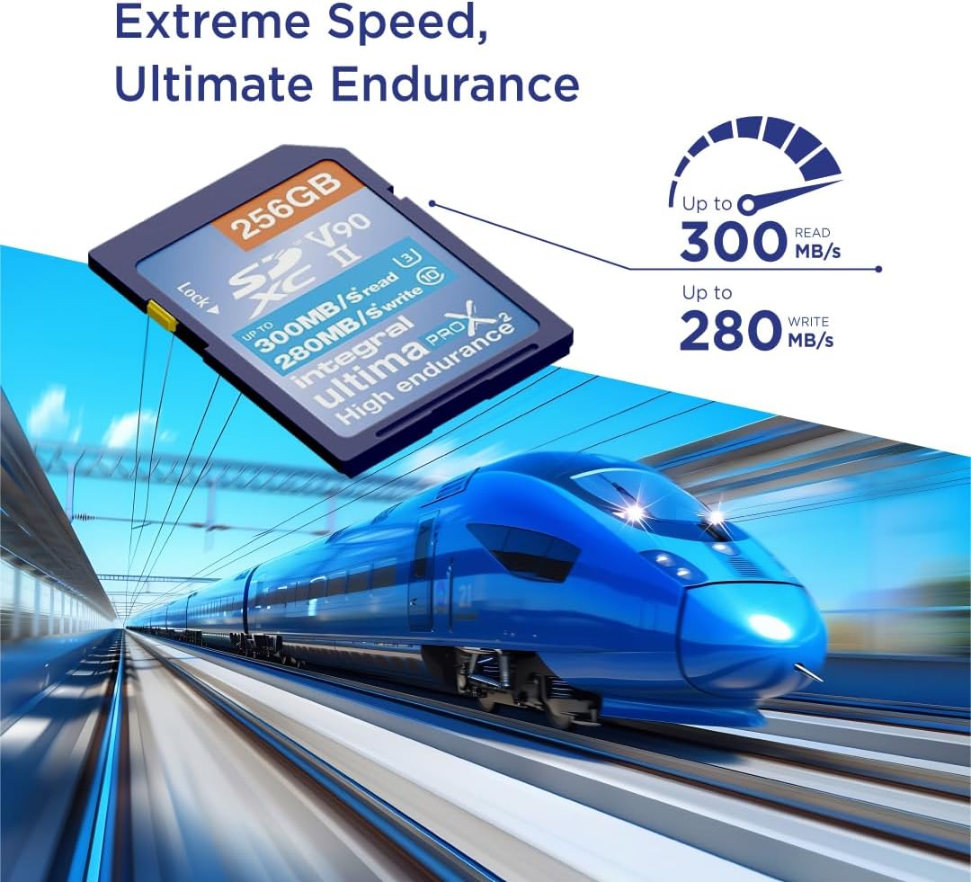 Tarjeta SD Integral UltimaPro X2 de 256 GB (SDHC/XC, hasta 300/280 MB, UHS-II V90) | INSDX256G-300/280U2