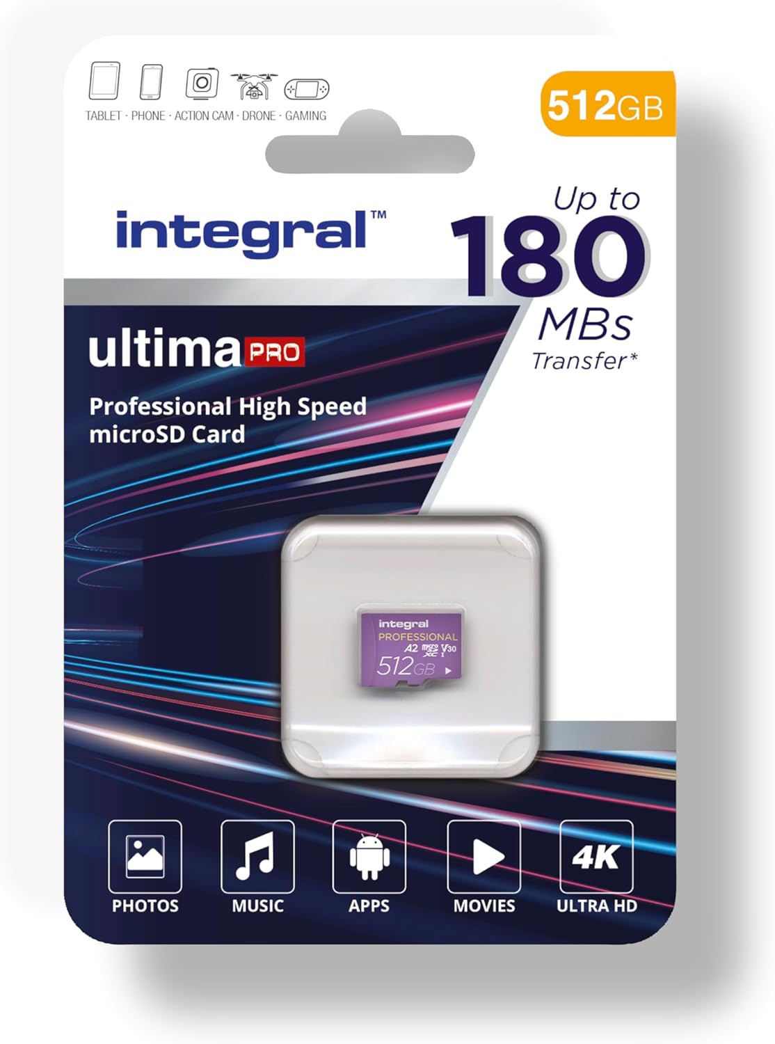 Integral 512GB Ultima Pro High Speed MicroSDXC Card 180MB/S V30 UHS-I U3