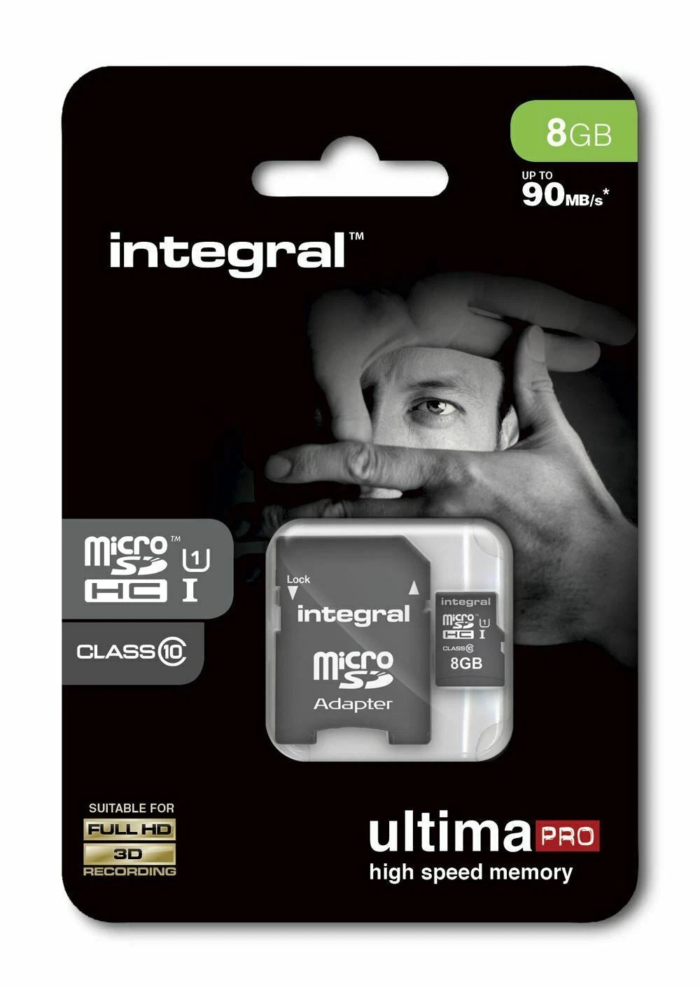 Integral 8GB Micro SDHC Memory Card With SD Adapter