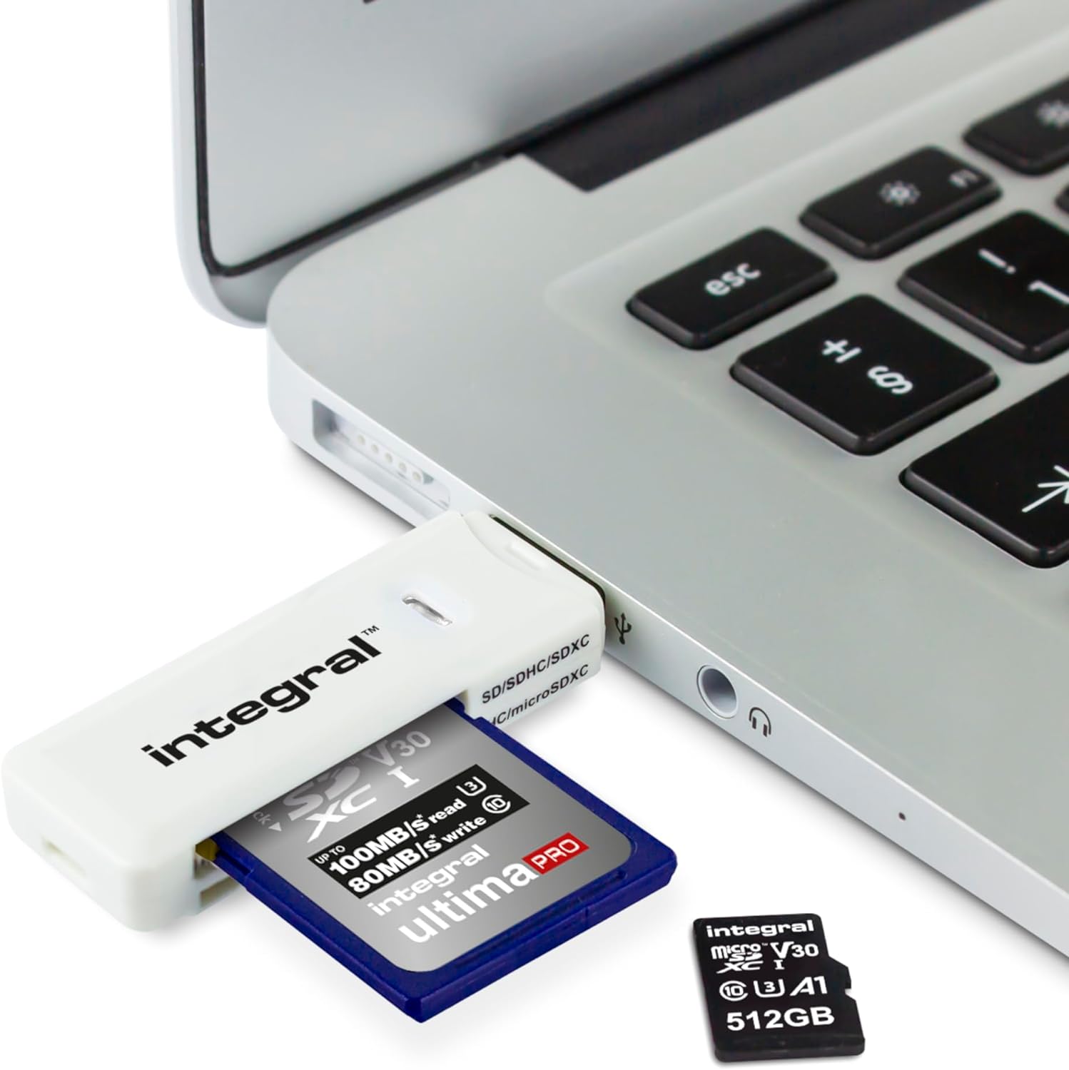 Adaptador de lector de tarjetas de memoria Micro SD y SD USB 2.0 de doble ranura Integral