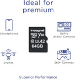Integral 64GB Pro High Speed 180MB/S MICROSDXC V30 UHS-I U3 Memory Card