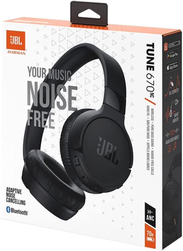 Auriculares inalámbricos supraaurales con cancelación de ruido adaptativa JBL T670NC