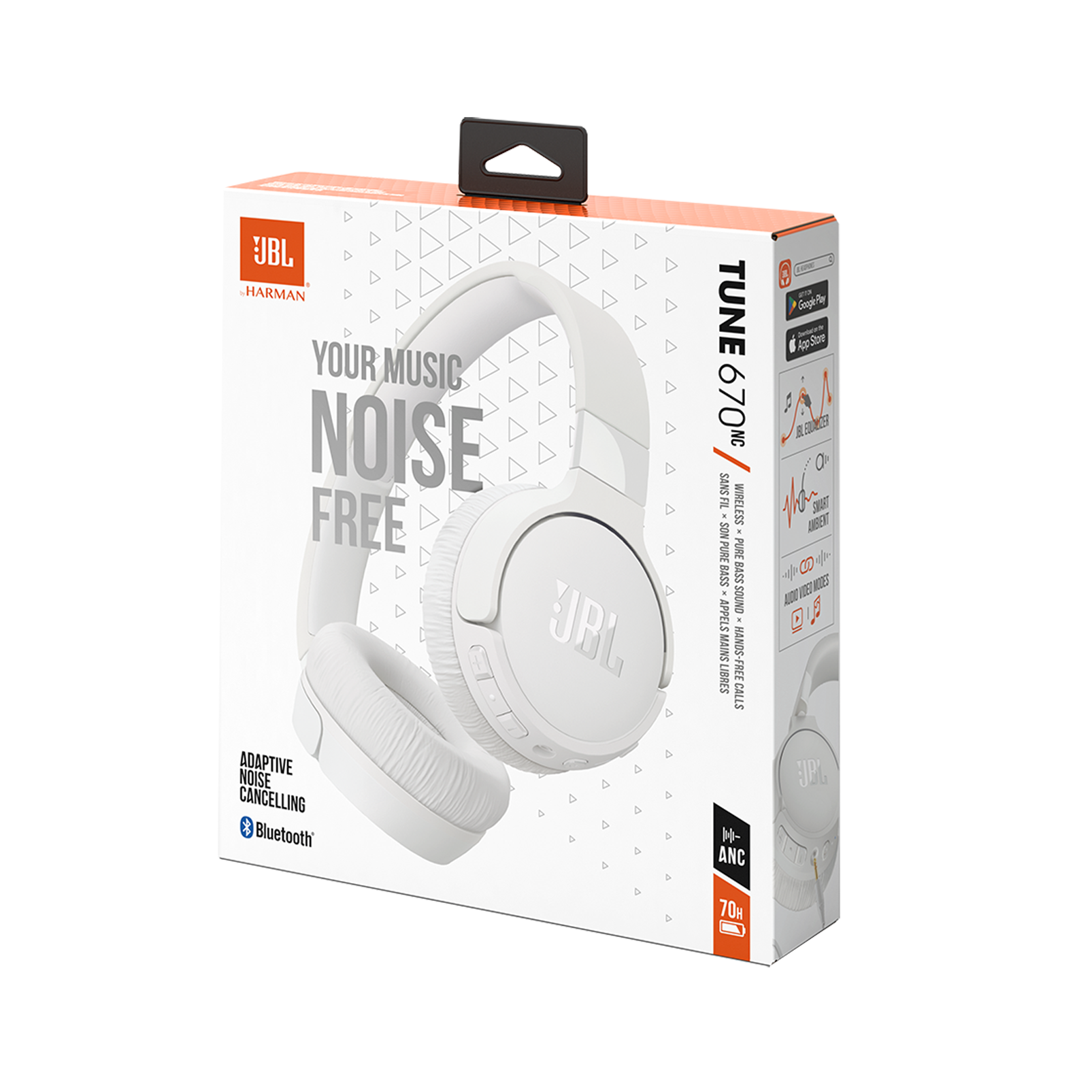 Auriculares inalámbricos supraaurales con cancelación de ruido adaptativa JBL T670NC