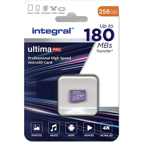 Tarjeta Integral 256 GB Pro de alta velocidad 180 MB/s MICROSDXC V30 UHS-I U3