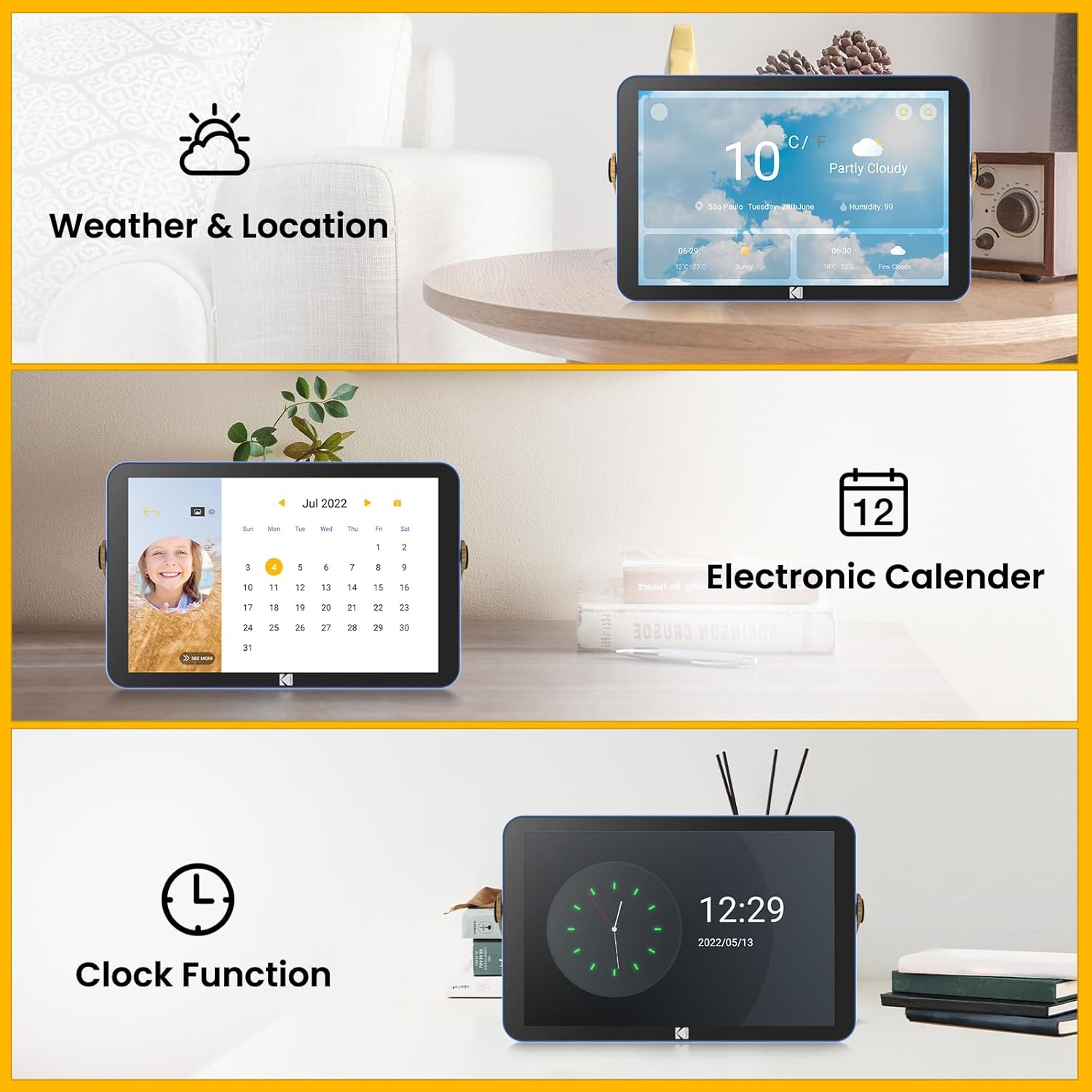 Kodak 10 Inch Digital Metal Photo Frame WiFi - Blue - RWF108HBLUE