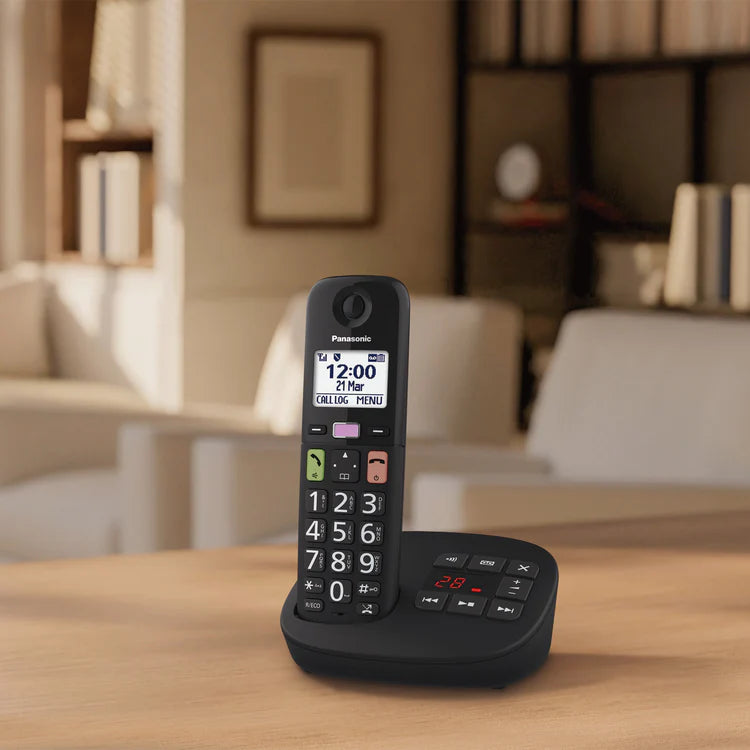 Teléfono inalámbrico Panasonic de teclas grandes, un solo auricular | KX-TGU130EB
