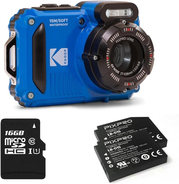 Kodak Pixpro Pack WPZ2 + 2 Batteries + 1 SD Card Compact Digital Camera - Blue