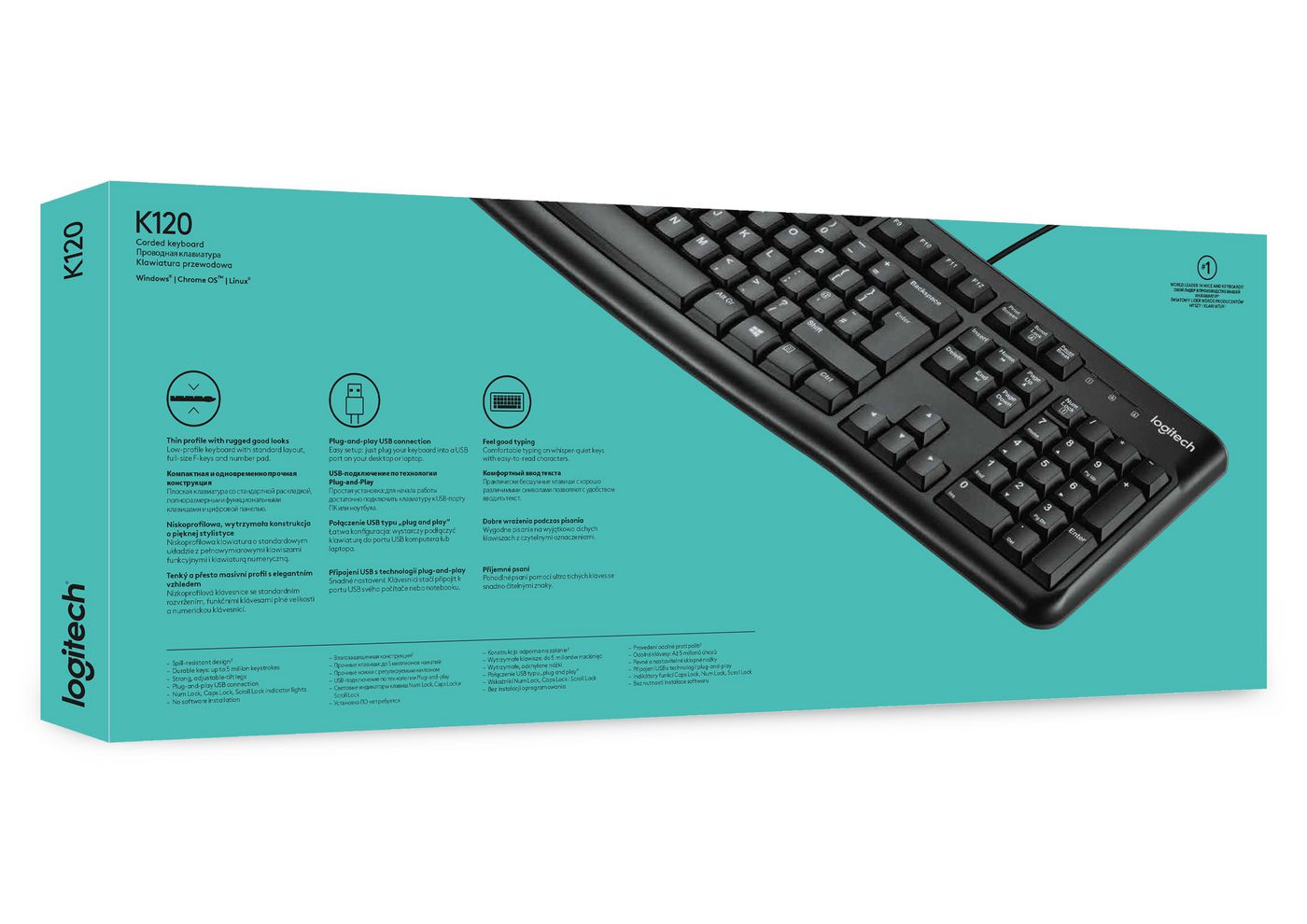 Teclado Logitech Wired K120 en inglés de EE. UU.