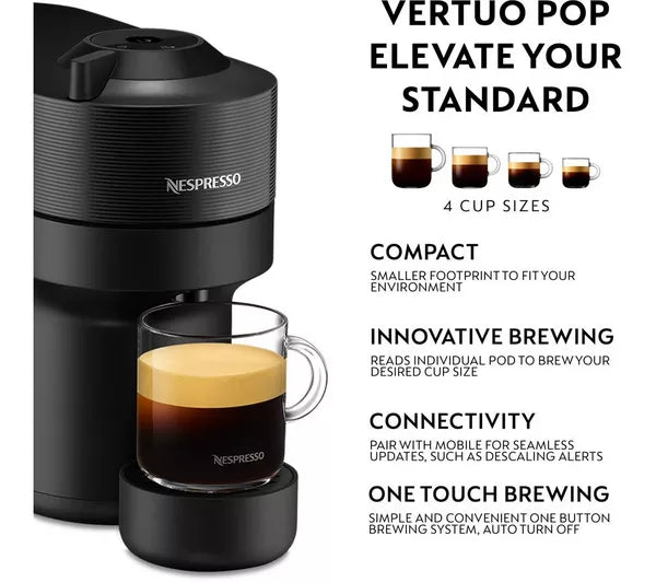 Nespresso Vertuo Pop Automatic Pod M800 Capsule Coffee Machine by Magimix Black | 11729
