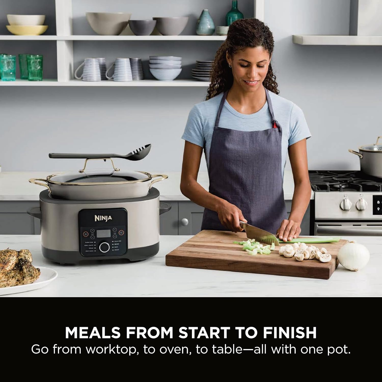 Olla de cocción lenta Ninja Foodi Possible Cooker 8 en 1 | Gris sal marina - MC1001UK