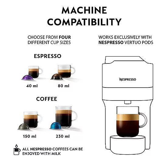 Nespresso Vertuo Pop Automatic Pod M800 Capsule Coffee Machine by Magimix Black | 11729