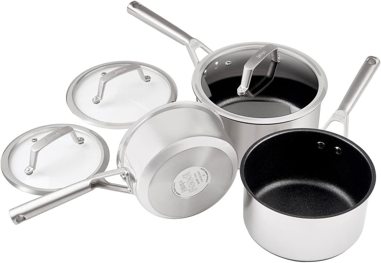 Ninja ZEROSTICK Stainless Steel 3-Piece Pan Set  - C63000UK