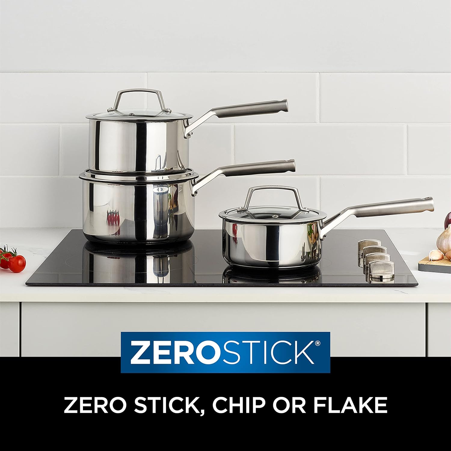 Ninja ZEROSTICK Stainless Steel 3-Piece Pan Set  - C63000UK