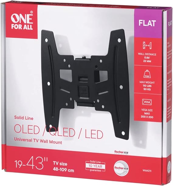Soporte de pared fijo para TV One For All de 19 a 43" - WM4211
