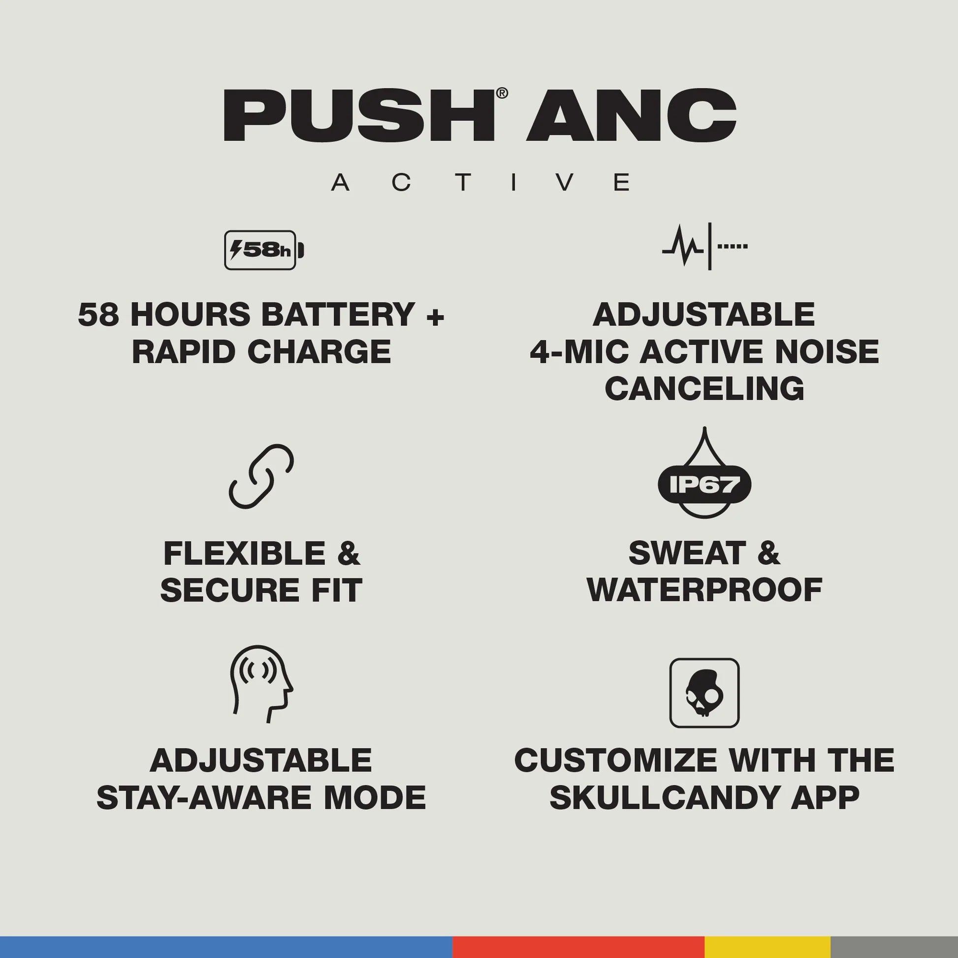 Skullcandy Push ANC Active TWS - Black/Orange