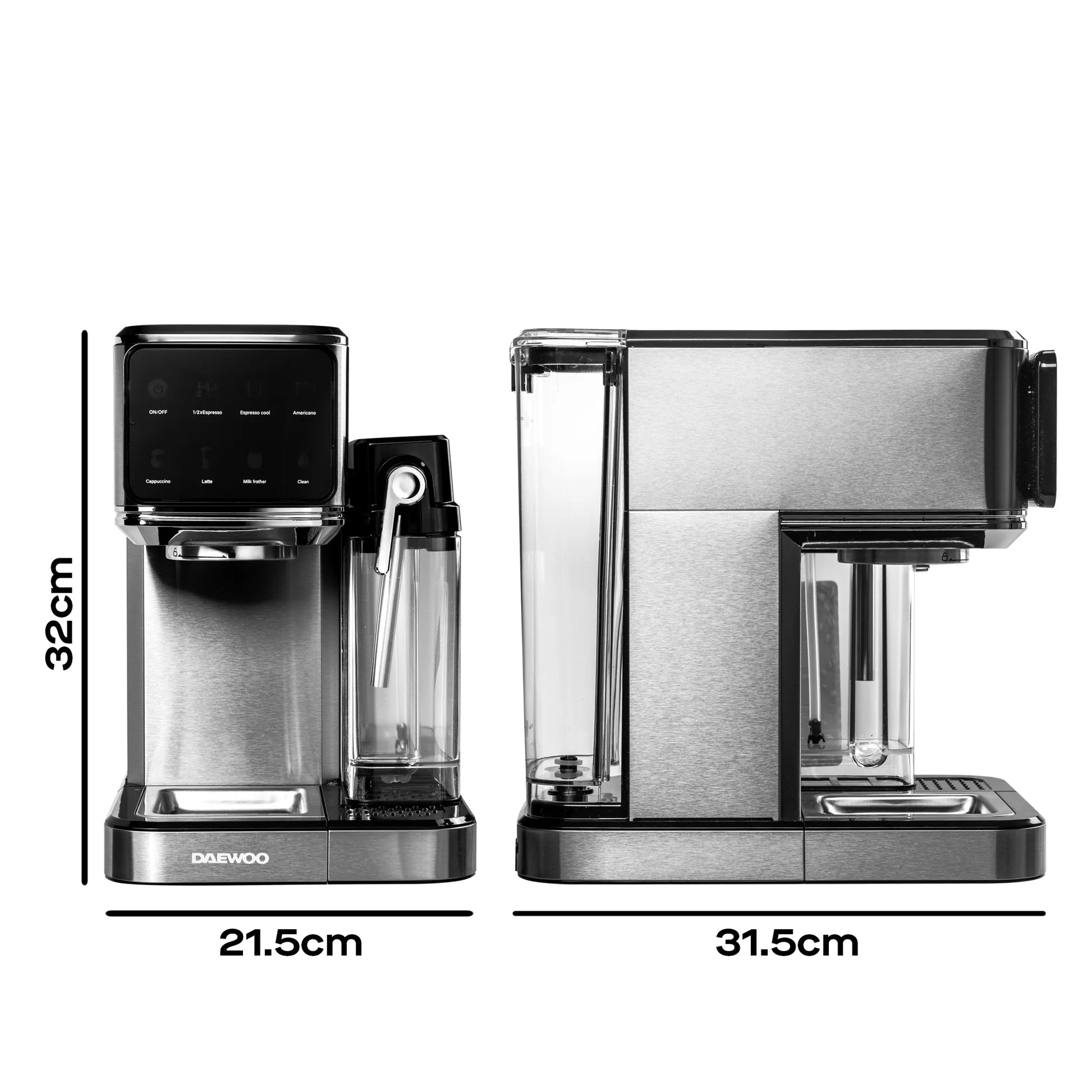 Daewoo 20 Bar One Touch Espresso Coffee Machine - SDA2917GE