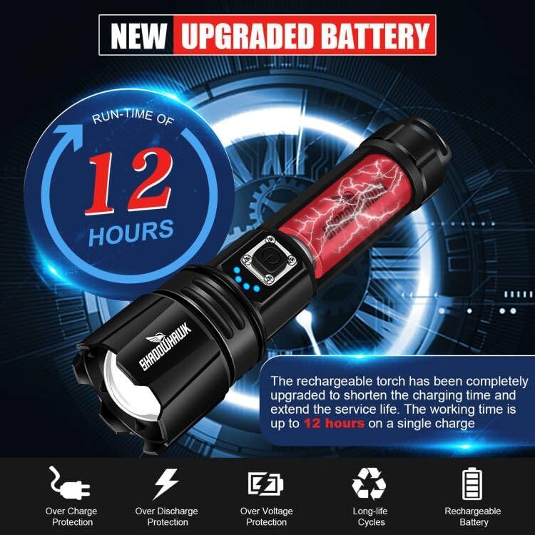 Shadowhawk Led Super Bright Rechargeable Torch - XHP70.2