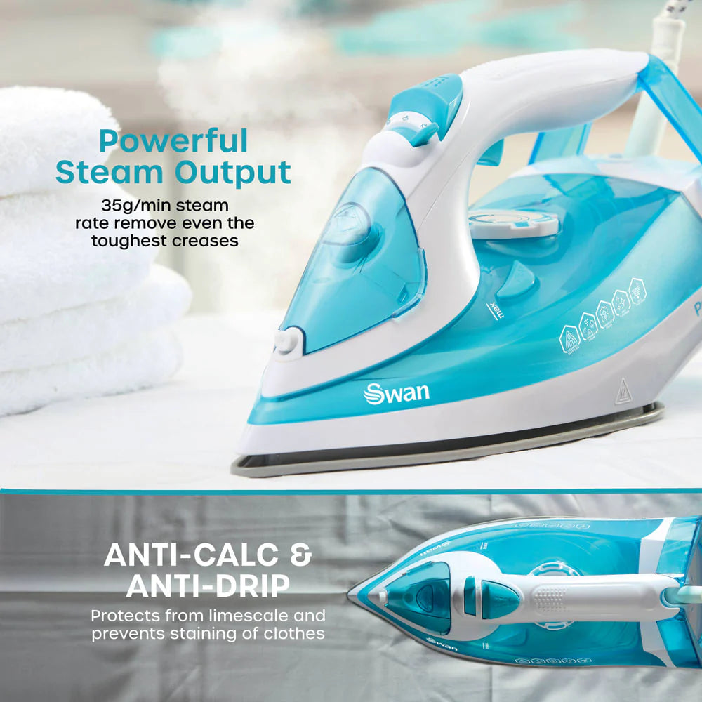 Plancha de vapor Swan de 2600 W con suela de cerámica | SI12054AQ