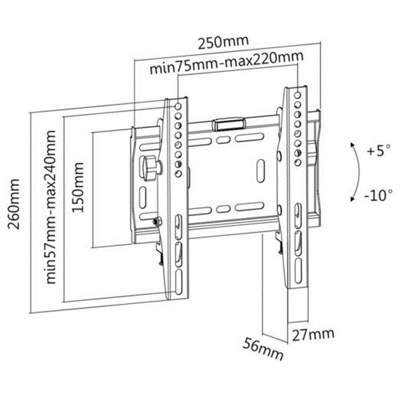 Soporte de pared para TV Fersay de 23" a 42" | FERSAY-SOP-2342-50K