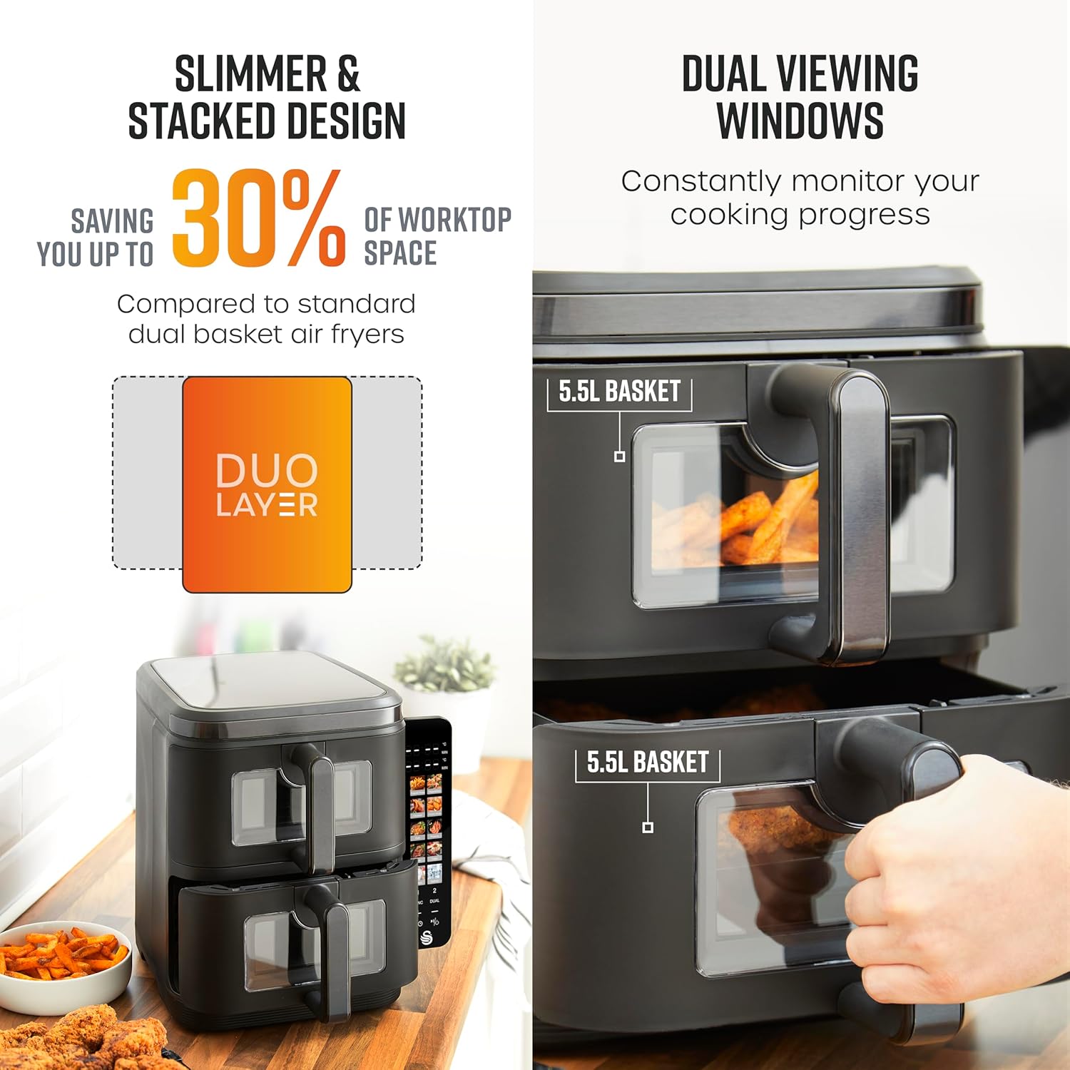 Swan 11L Duo Layer Air Fryer - SD10522BLK
