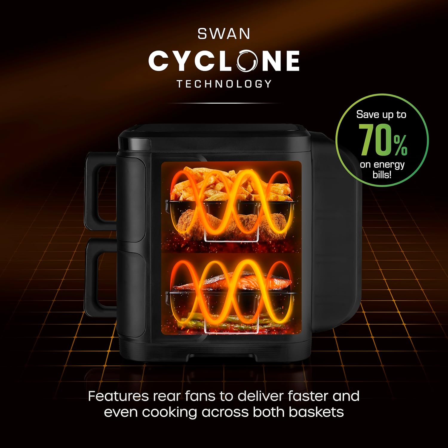 Swan 11L Duo Layer Air Fryer - SD10522BLK