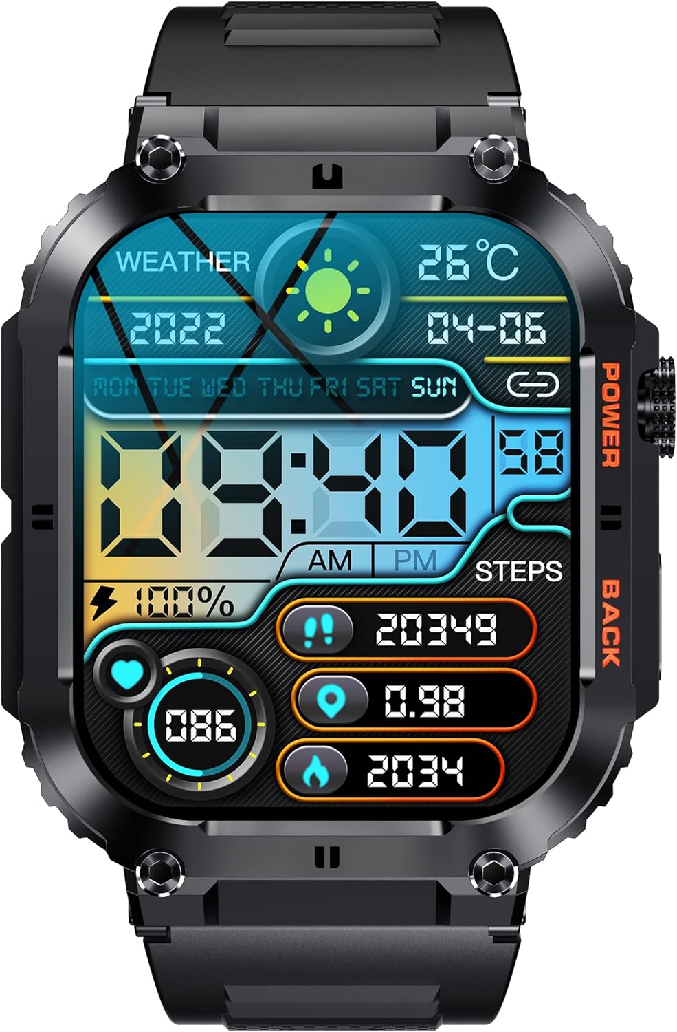 Denver Bluetooth Smart Watch / Heartrate, Blood Pressure & Oxygen Sensor - SWC-191B