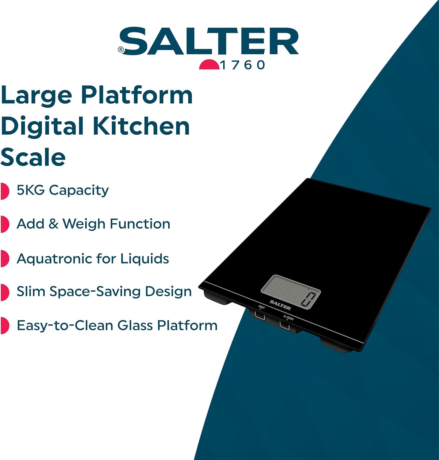 Salter 1172 Large Platform Digital Kitchen Scale | Black