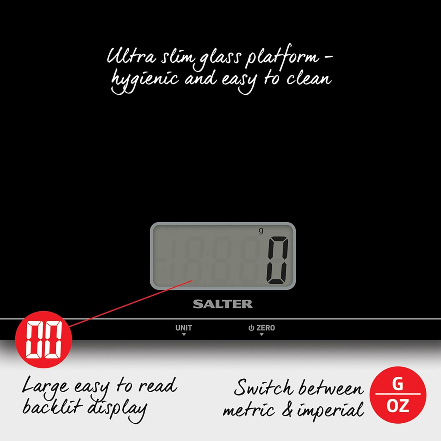 Salter 1172 Large Platform Digital Kitchen Scale | Black