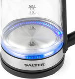 Salter Glass Jug Kettle Cordless 1.7L 2200W Illuminated LED Light Easy Fill - EK5016