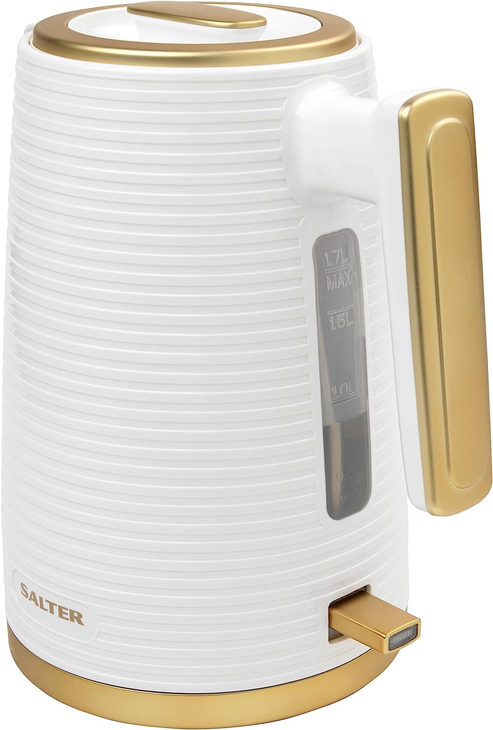 Salter Palermo White & Gold Effect 1.7L Textured Kettle 3000W - EK5031WHT
