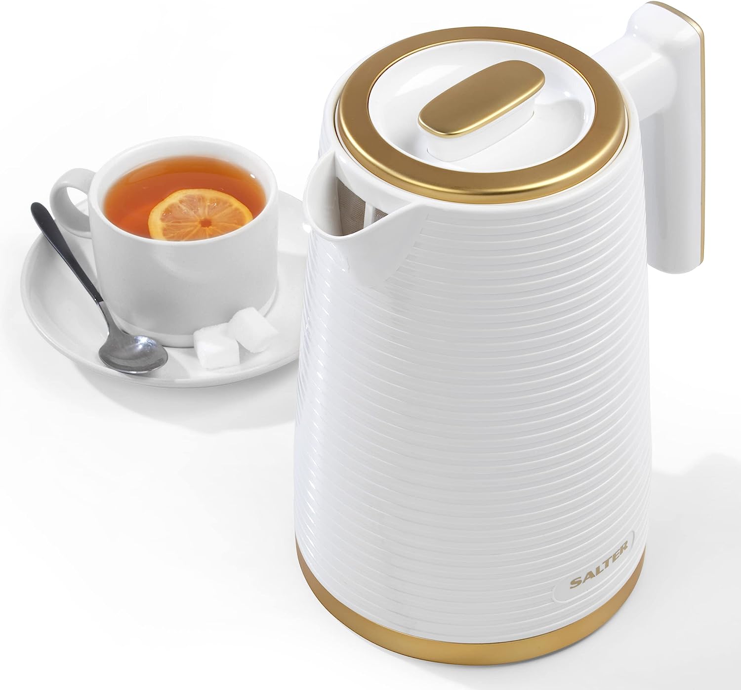 Salter Palermo White & Gold Effect 1.7L Textured Kettle 3000W - EK5031WHT