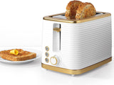 Salter Palermo White & Gold Effect 2-Slice Textured Toaster - EK5032WHT