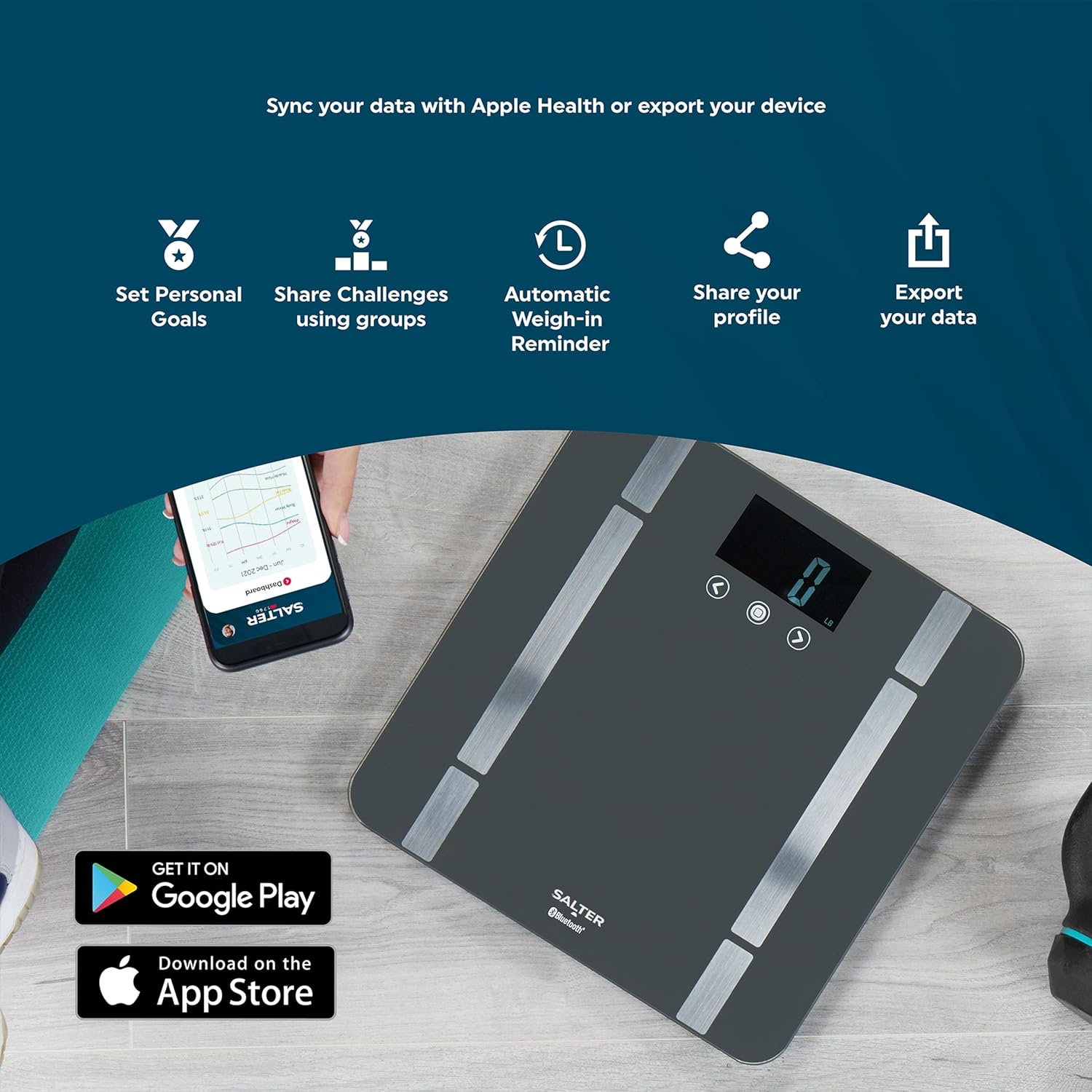 Salter Smart Bluetooth Bathroom Scale – Grey