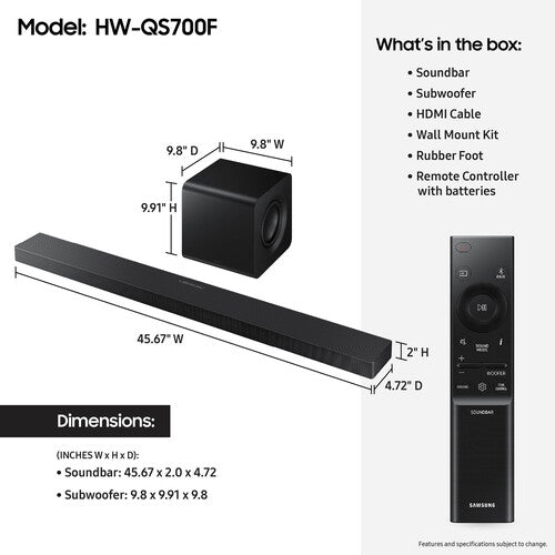 Samsung HW-QS700F 3.1.2-Channel Dolby Atmos Soundbar System
