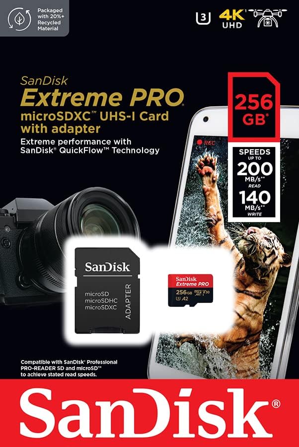 SanDisk 256GB Extreme PRO microSDXC UHS-I Card with Adapter - SDSQXCD- –  Carlos