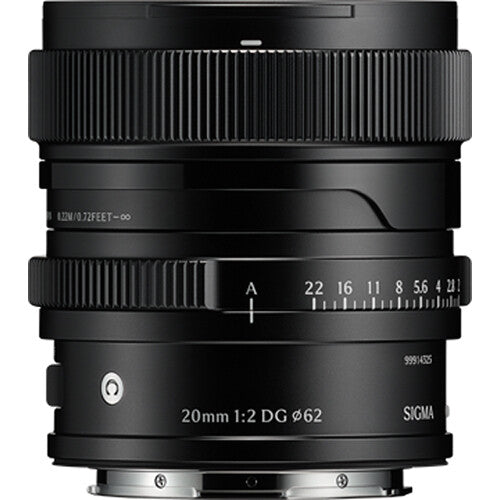 Sigma 20mm f/2 DG Contemporary Lens For Sony E - Black