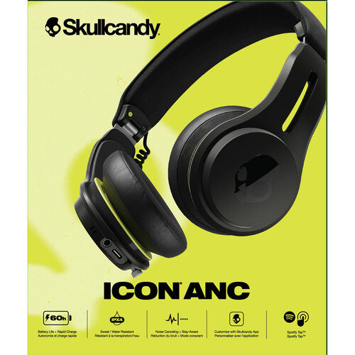 Skullcandy ICON ANC Wireless Active Noise-Canceling On-Ear Headphones - Black