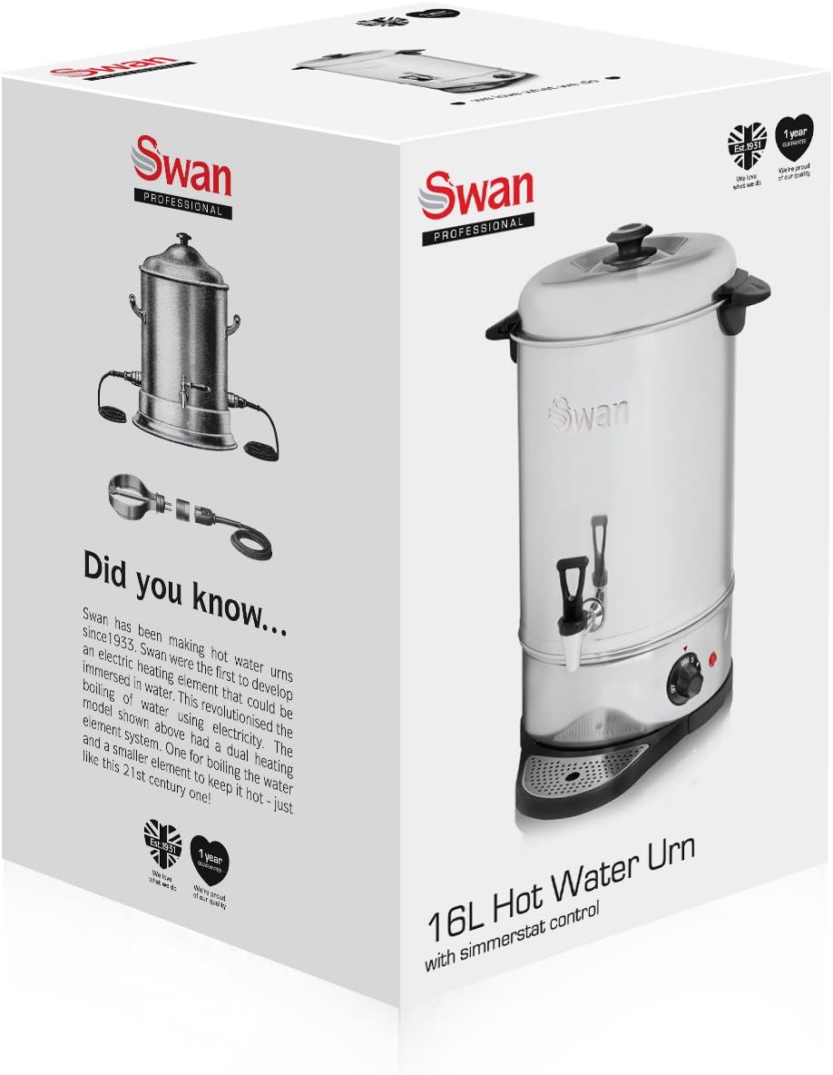Urna de té Swan de acero inoxidable de 16 litros - SWU16L