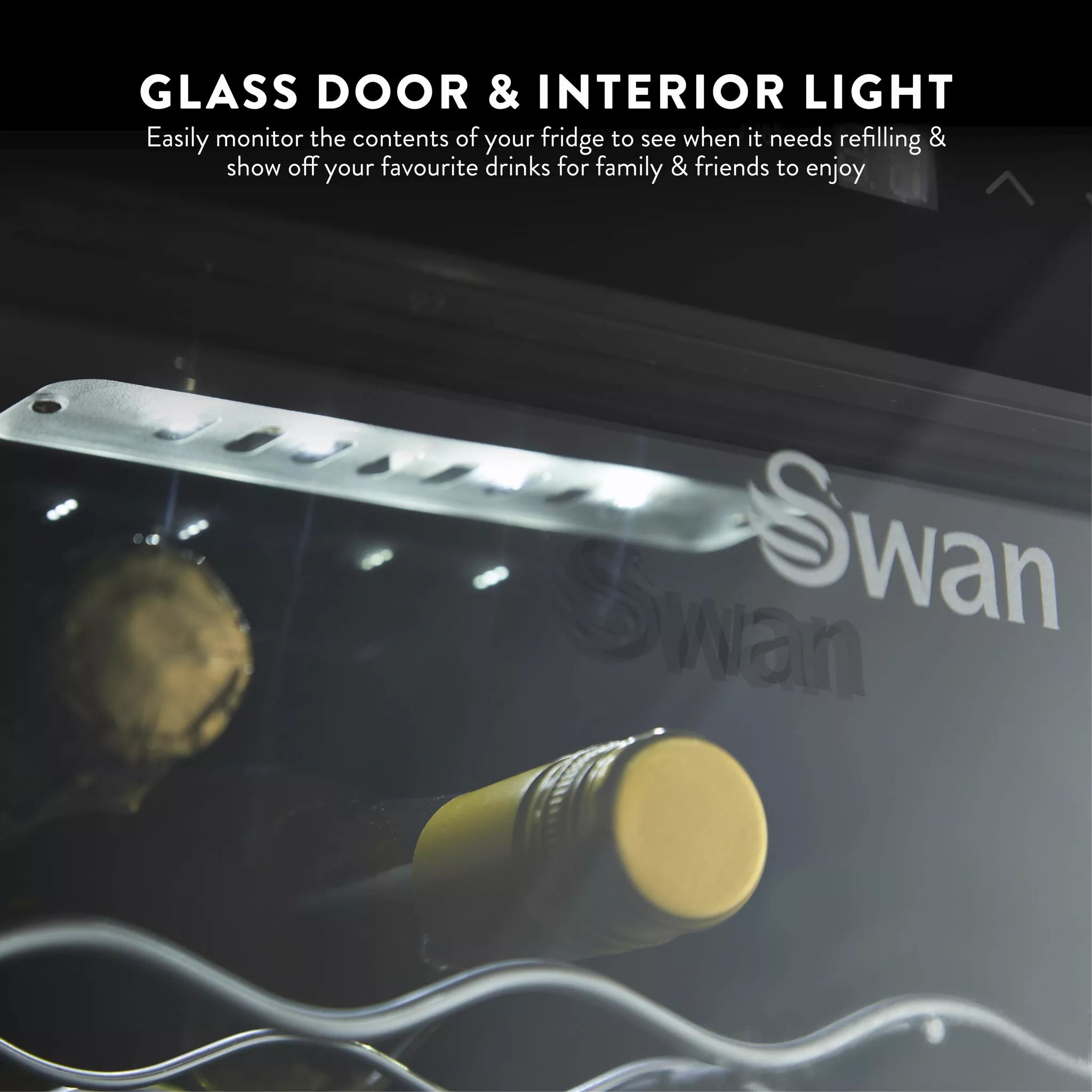 Swan 34 Bottle Glass Fronted Wine Cooler - SR12040BN