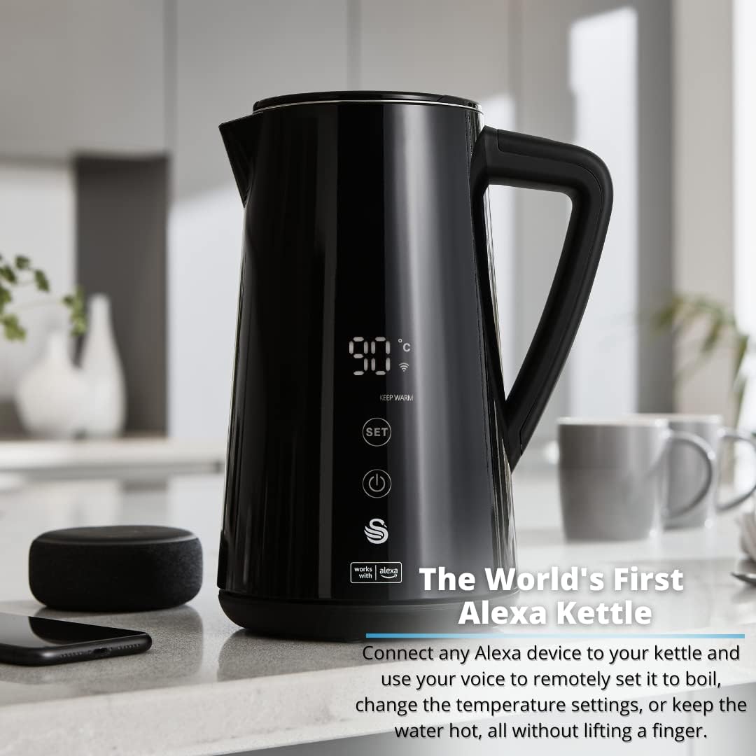 Hervidor inteligente Swan Alexa de 1,5 l | Negro