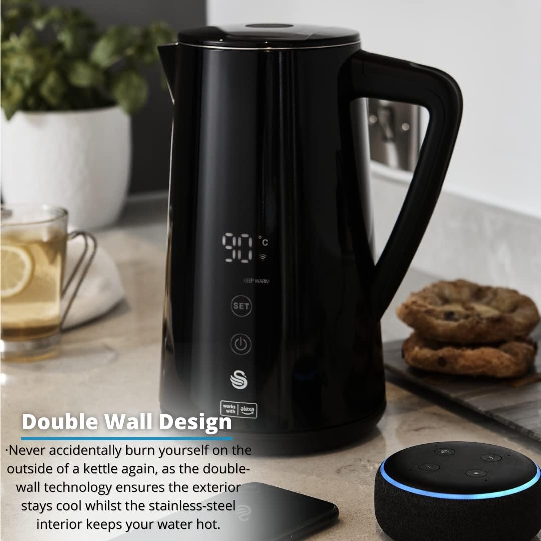 Hervidor inteligente Swan Alexa de 1,5 l | Negro