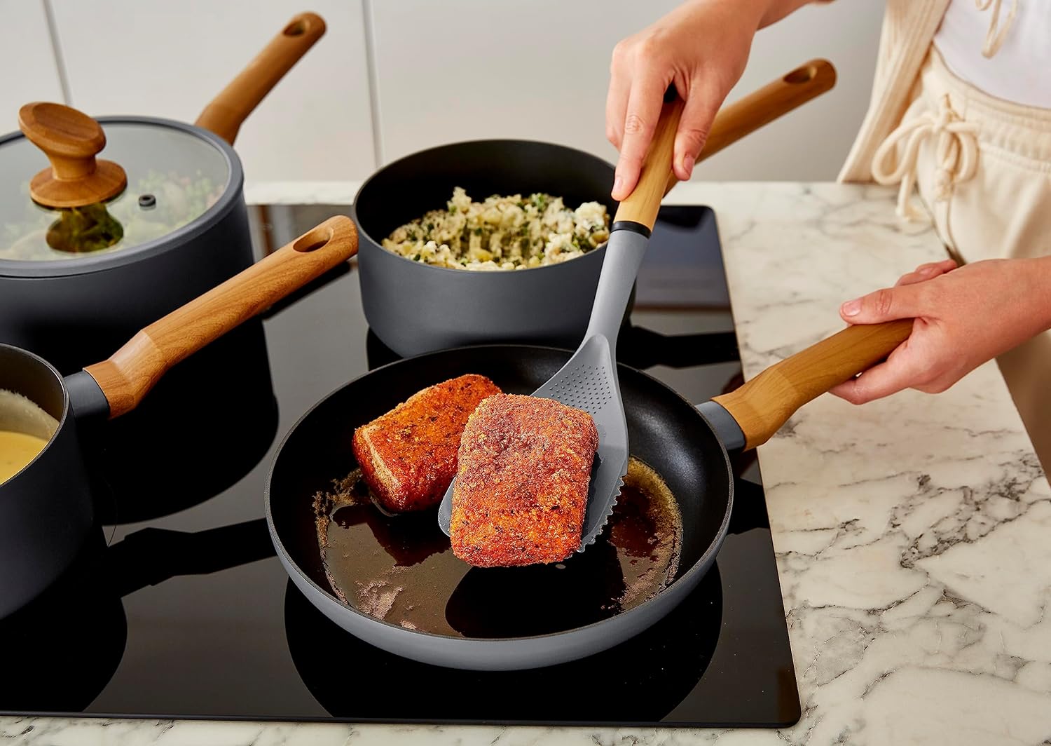 Swan Nordic 4-piece Non-stick Pan Set | Grey - SWPS35010GRYN