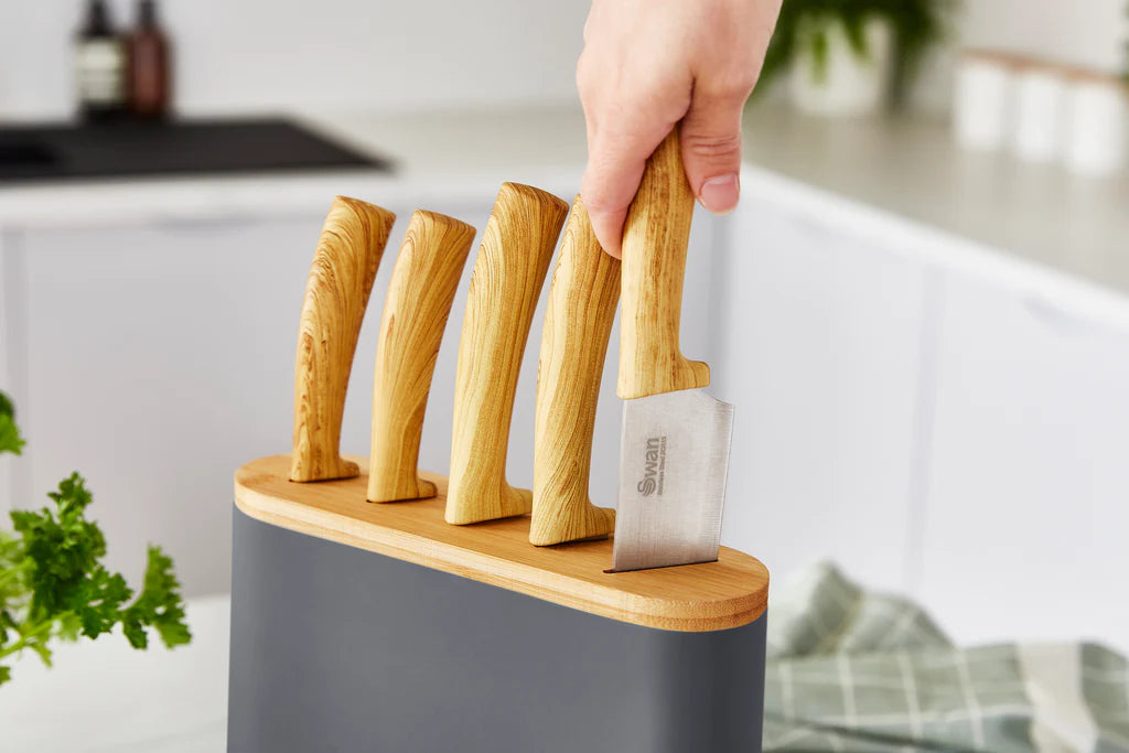 Swan Nordic 5 Piece Knife Block Grey- SWKB1060GRYN