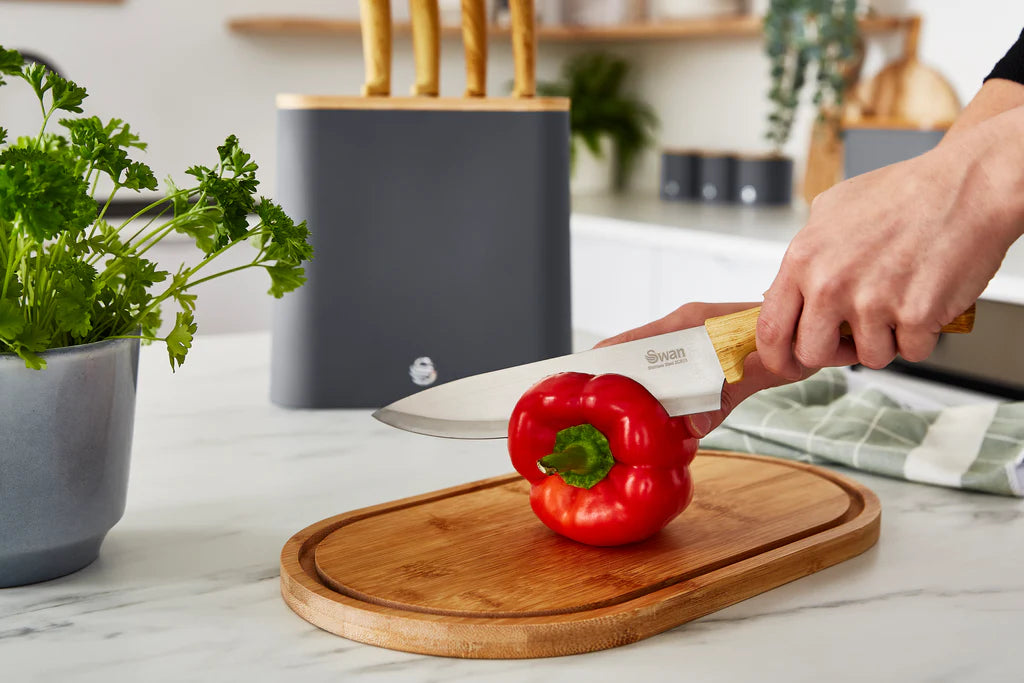 Bloque de cuchillos Swan Nordic de 5 piezas, gris - SWKB1060GRYN