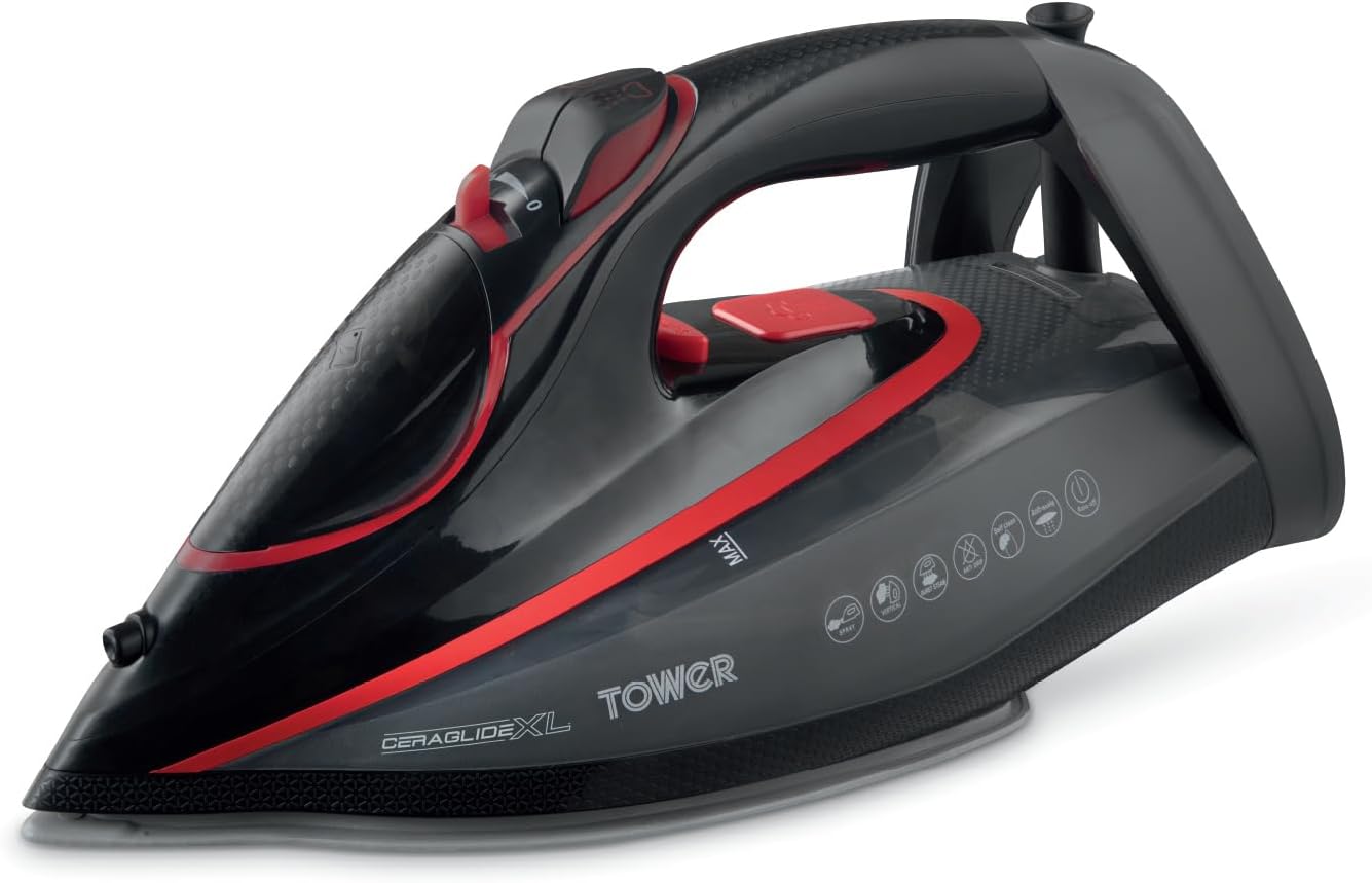 Tower Ceraglide XL Soleplate One Temp Iron Red & Black - T22034RED