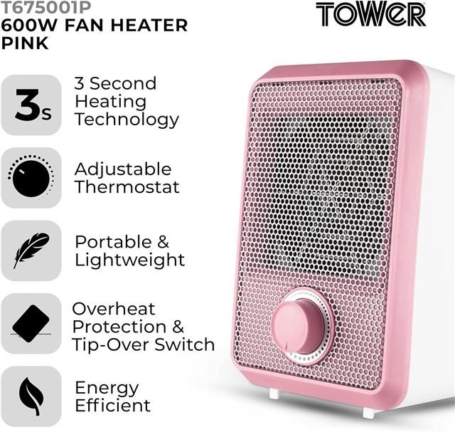 Tower Fan Heater with 3 Second Heating