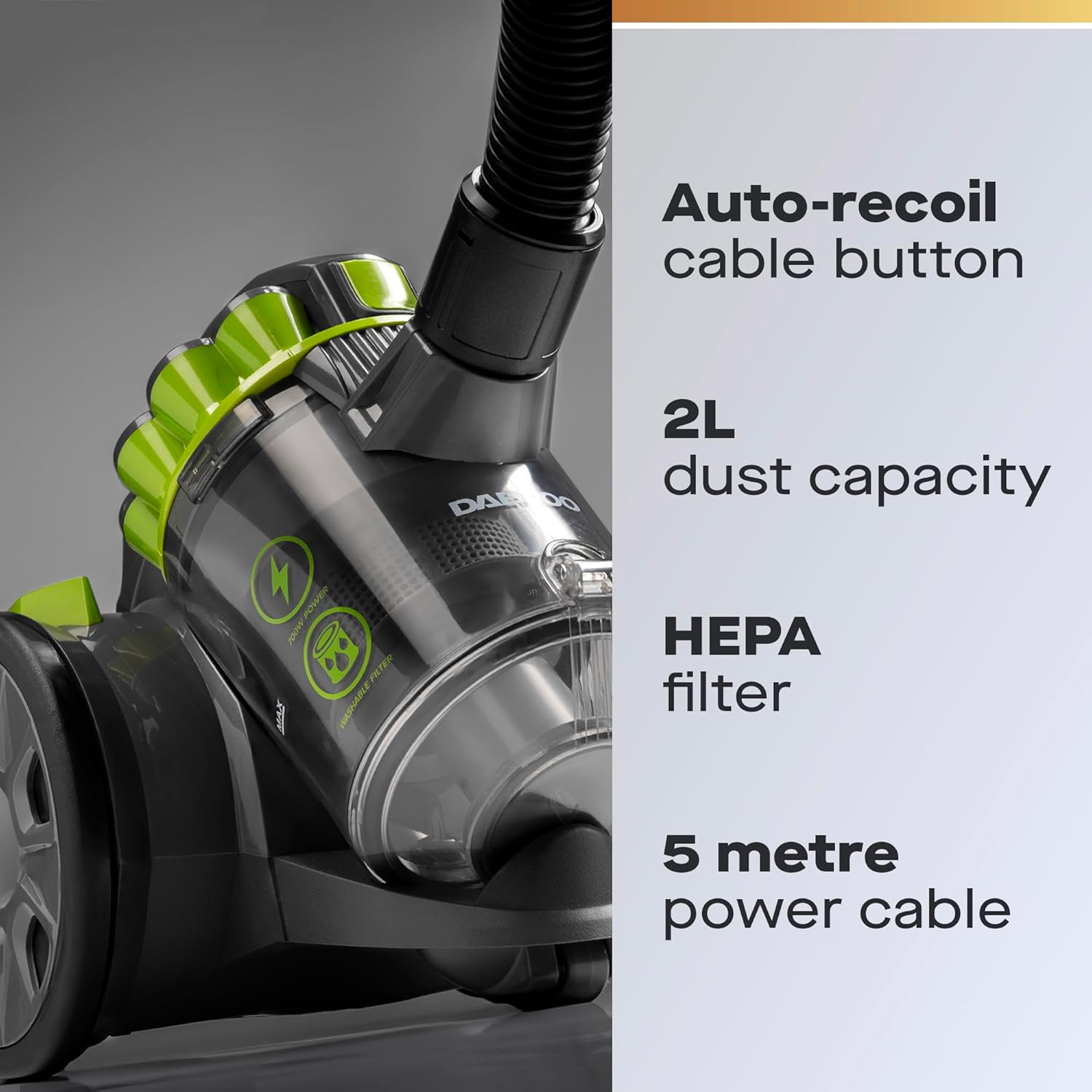 Daewoo Tornado Cyclonic 700W Cylinder Vacuum Cleaner