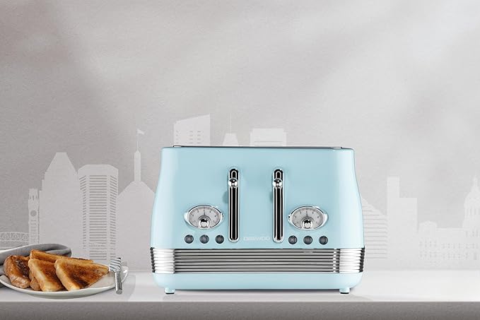 Daewoo Denver 4 Slice Toaster – Sky Blue