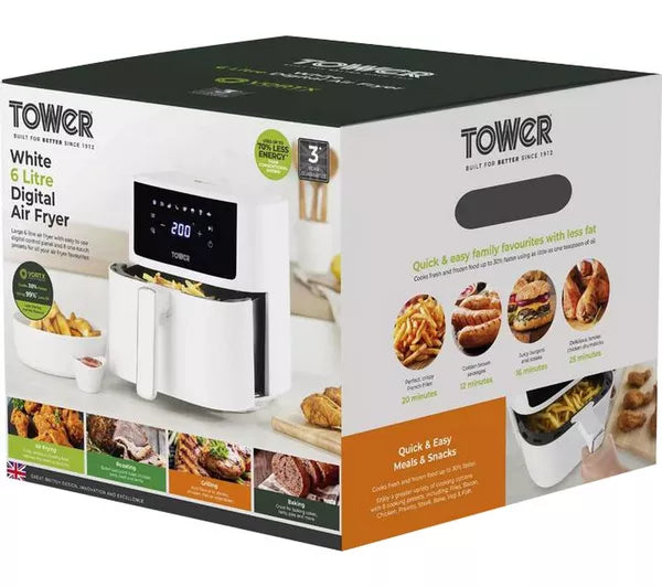 Freidora de aire digital Tower Vortx de 6 l - T17169WHT