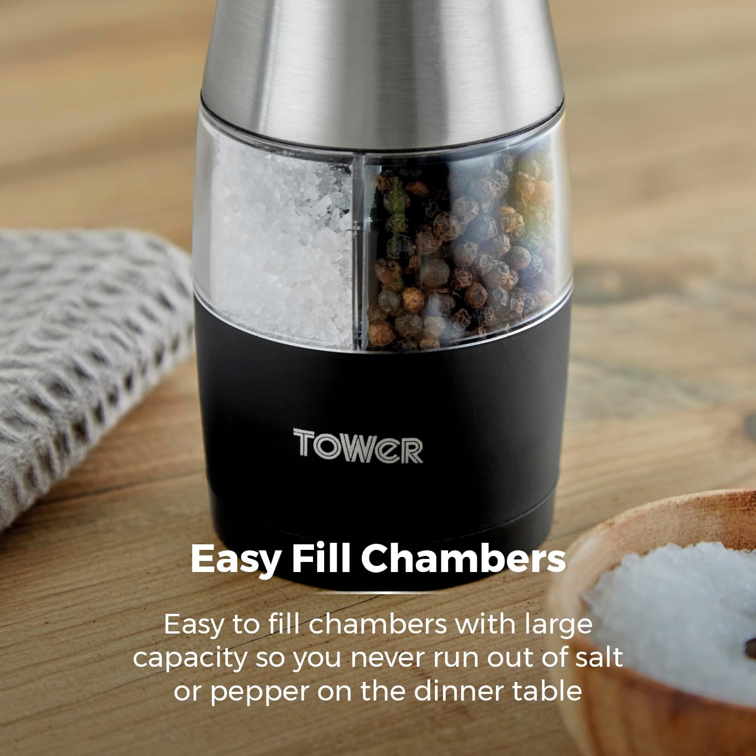 Molinillo doble de sal y pimienta Tower - T832248
